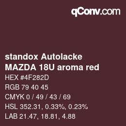 カラーコード: standox Autolacke - MAZDA 18U aroma red | qconv.com
