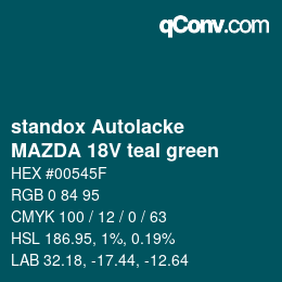 Farbcode: standox Autolacke - MAZDA 18V teal green | qconv.com