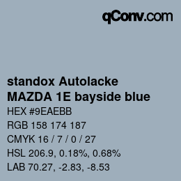 カラーコード: standox Autolacke - MAZDA 1E bayside blue | qconv.com