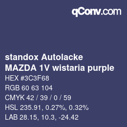Código de color: standox Autolacke - MAZDA 1V wistaria purple | qconv.com