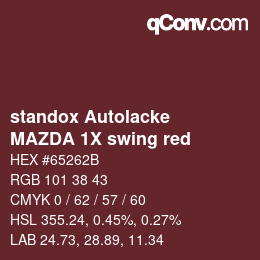 Farbcode: standox Autolacke - MAZDA 1X swing red | qconv.com