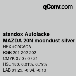 Código de color: standox Autolacke - MAZDA 20N moondust silver | qconv.com