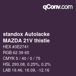 Código de color: standox Autolacke - MAZDA 21V thistle | qconv.com