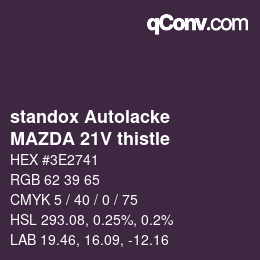 Code couleur: standox Autolacke - MAZDA 21V thistle | qconv.com