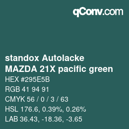 Color code: standox Autolacke - MAZDA 21X pacific green | qconv.com