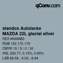 Color code: standox Autolacke - MAZDA 22L glacial silver | qconv.com