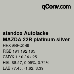 Color code: standox Autolacke - MAZDA 22R platinum silver | qconv.com