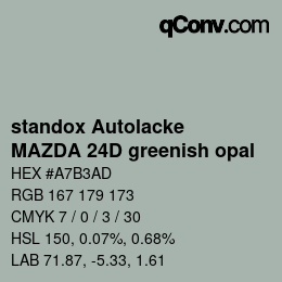 Color code: standox Autolacke - MAZDA 24D greenish opal | qconv.com