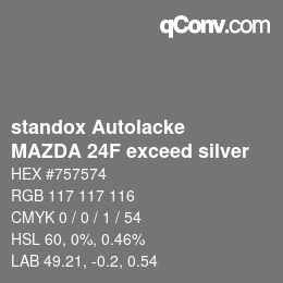 颜色代码: standox Autolacke - MAZDA 24F exceed silver | qconv.com