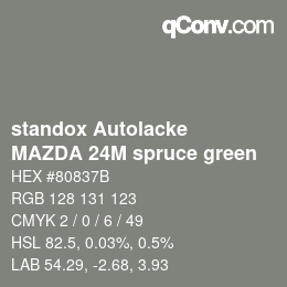 Color code: standox Autolacke - MAZDA 24M spruce green | qconv.com