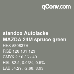 カラーコード: standox Autolacke - MAZDA 24M spruce green | qconv.com