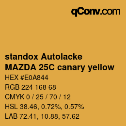 Color code: standox Autolacke - MAZDA 25C canary yellow | qconv.com