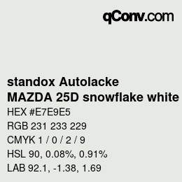 Código de color: standox Autolacke - MAZDA 25D snowflake white | qconv.com