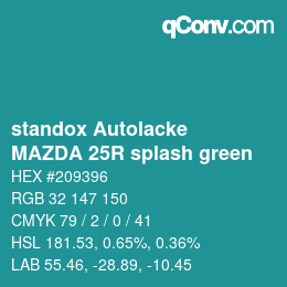 Color code: standox Autolacke - MAZDA 25R splash green | qconv.com