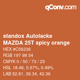 Farbcode: standox Autolacke - MAZDA 25T spicy orange | qconv.com