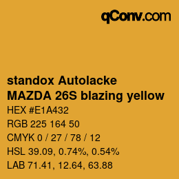 カラーコード: standox Autolacke - MAZDA 26S blazing yellow | qconv.com