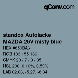 Farbcode: standox Autolacke - MAZDA 26V misty blue | qconv.com