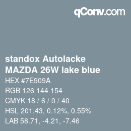 Color code: standox Autolacke - MAZDA 26W lake blue | qconv.com