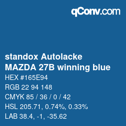 Color code: standox Autolacke - MAZDA 27B winning blue | qconv.com