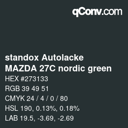 Code couleur: standox Autolacke - MAZDA 27C nordic green | qconv.com