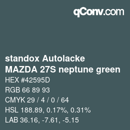 Farbcode: standox Autolacke - MAZDA 27S neptune green | qconv.com