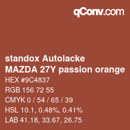 Color code: standox Autolacke - MAZDA 27Y passion orange | qconv.com