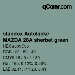 Code couleur: standox Autolacke - MAZDA 28A sherbet green | qconv.com