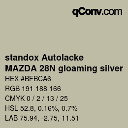 Color code: standox Autolacke - MAZDA 28N gloaming silver | qconv.com