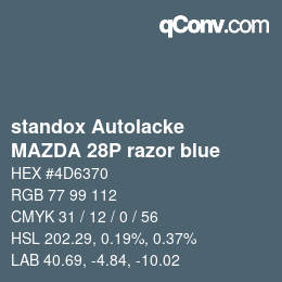 Code couleur: standox Autolacke - MAZDA 28P razor blue | qconv.com