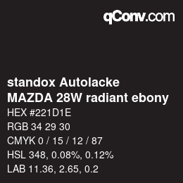 カラーコード: standox Autolacke - MAZDA 28W radiant ebony | qconv.com