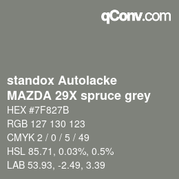 Color code: standox Autolacke - MAZDA 29X spruce grey | qconv.com