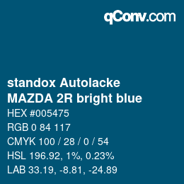 Código de color: standox Autolacke - MAZDA 2R bright blue | qconv.com