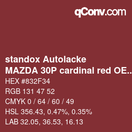 Color code: standox Autolacke - MAZDA 30P cardinal red OEM2005 | qconv.com
