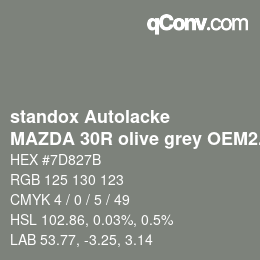 Color code: standox Autolacke - MAZDA 30R olive grey OEM2005 | qconv.com