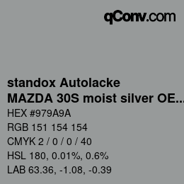 カラーコード: standox Autolacke - MAZDA 30S moist silver OEM2005 | qconv.com