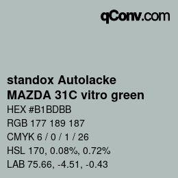 Farbcode: standox Autolacke - MAZDA 31C vitro green | qconv.com