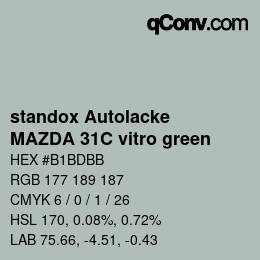 Color code: standox Autolacke - MAZDA 31C vitro green | qconv.com