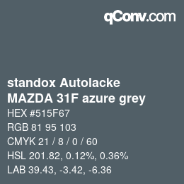 Código de color: standox Autolacke - MAZDA 31F azure grey | qconv.com