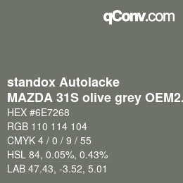 Color code: standox Autolacke - MAZDA 31S olive grey OEM2005 | qconv.com