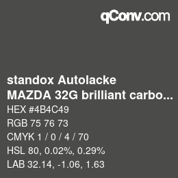 Farbcode: standox Autolacke - MAZDA 32G brilliant carbon grey OEM 2006 | qconv.com