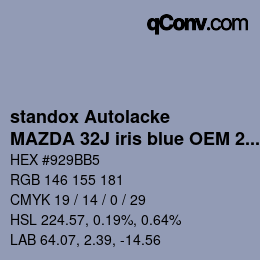 カラーコード: standox Autolacke - MAZDA 32J iris blue OEM 2006 | qconv.com