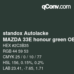 Código de color: standox Autolacke - MAZDA 33E honour green OEM2005 | qconv.com