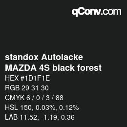 Color code: standox Autolacke - MAZDA 4S black forest | qconv.com