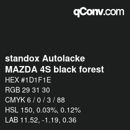 Código de color: standox Autolacke - MAZDA 4S black forest | qconv.com