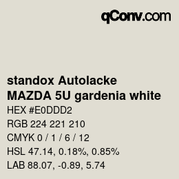 Color code: standox Autolacke - MAZDA 5U gardenia white | qconv.com
