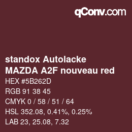Color code: standox Autolacke - MAZDA A2F nouveau red | qconv.com