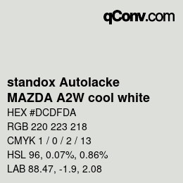 Código de color: standox Autolacke - MAZDA A2W cool white | qconv.com