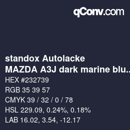 Farbcode: standox Autolacke - MAZDA A3J dark marine blue | qconv.com