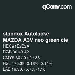 Color code: standox Autolacke - MAZDA A3V neo green cle | qconv.com