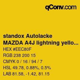 カラーコード: standox Autolacke - MAZDA A4J lightning yellow | qconv.com